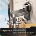 Grey 8-hook rotating kitchen rack made of space aluminum with suction cup mount - [Upgraded with Hooks] Strong Suction Cup (Gun Grey)