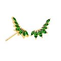 Macro view of gold-tone wing earrings featuring marquise-cut green zircon stones - Green Zirconia