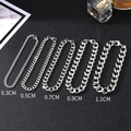Silver stainless steel Cuban link bracelets in widths from 3mm to 11mm for men - Width 0.3cm / Steel