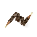 Wide leopard print woven shoulder strap with brown leather and gold metal clips - 5cm x 70cm / Brown Strap Gold Buckle