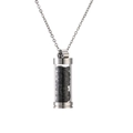 Fashion stainless steel perfume bottle pendant necklace with black stones on white background - Black Agate