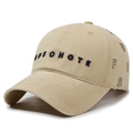 Khaki cotton baseball cap with blue embroidery and vintage washed finish style - Adjustable / Medium Beige Navy Embroidery
