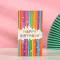 Colorful striped kraft paper gift bag with Happy Birthday text for party candy and favors - 803-4 Colorful Stripes