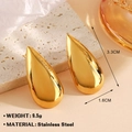 Orecchini a goccia in acciaio inossidabile dorato, misura 3,3cm x 1,6cm e peso 9,5g - Forma a Goccia Media (Orecchini d'Oro 832-2)