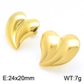 Minimalistische goldene Herzstecker aus poliertem Edelstahl mit konkavem Design - 24x20mm / Gold