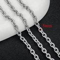 Silver 5mm stainless steel twisted rope chain necklace with polished spiral texture - Rope Chain-5mm