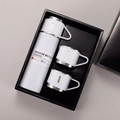 500ml white stainless steel vacuum bottle gift set with three cups in premium box - Gift Set (1 Flask + 2 Cups) / Elegant White