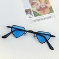 Kids heart shaped sunglasses with blue lenses and slim black metal frames for summer - Blue