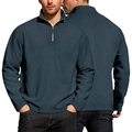 Men's navy blue half-zip fleece sweatshirt with long sleeves and loose fit - S / Navy Blue