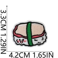 Detail view of cartoon sushi embroidery patch with dimensions in centimeters and inches - Cartoon Rice Ball