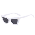 White butterfly cat eye sunglasses with wavy lace frames and small golden rivets - White Frame Black Gray Lens