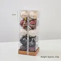 Set de 12 bolas de Navidad color champán 6cm en caja de regalo transparente con cinta - 6cm / Estilo Café Champaña 6cm