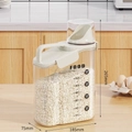 Recipiente de 1800ml para arroz y cereales con tapa blanca y taza medidora graduada - Con taza medidora/Asa / 2000ml-1 Pack