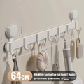 Support à ventouse blanc crème avec 7 crochets pour salle de bain longueur 640 mm - 7 Crochets / Crème
