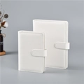 Minimalist white PU leather A5 and A6 ring binder journals with a U-shaped magnetic buckle - White