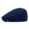 Casquette gavroche classique en tweed à chevrons bleu foncé pour hommes en laine - Bleu marine
