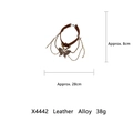 Ras du cou en cuir marron avec papillon vintage, chaînes en bronze et perles punk - Collier Papillon Maillard X4442