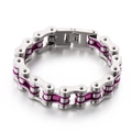 Bracciale a catena da bicicletta in acciaio inossidabile argento e viola stile punk - Viola Acciaio (KB44587-D)