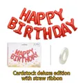 16 inch red Happy Birthday foil letter balloons set with straw and ribbon for party decor - Red Birthday Set