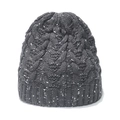 Winter dark grey cable knit beanie hat with white speckled pattern for men and women - M / Gray