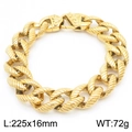 Bracciale a catena dorata con chiusura vintage incisa, misura 225x16mm, peso di 72g - Bracciale Oro (KB187401-KJX)