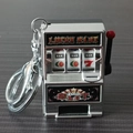 Mini silver slot machine keychain with functional lever and lucky casino slot symbols - Silver Lobster Clasp / 1000 Minimum Order