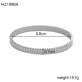 Hammered texture silver stainless steel open bangle bracelet with detailed measurements - Inner Diameter 6.0cm Width 0.7cm / Silver (Vertical Texture)