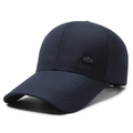 Berretto da baseball blu navy con visiera lunga e logo a corona in metallo argentato - Distintivo a Stella Blu Marino