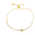 Elegant gold adjustable heart bracelet with purple zircon and white stones - Purple
