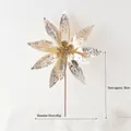 Golden 33cm Christmas artificial flower with shimmering sequins and 30cm stem - Gold