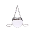 Silver mirror heart-shaped crossbody bag for girls with pearl handle and chain strap - Silver