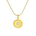 18k gold plated round lace pendant necklace featuring a white enamel letter E charm - White Letter E