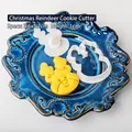 Juego de cortadores de galletas de reno de Navidad con molde de cabeza de 3,6x5,2 cm - Reno de Navidad azul
