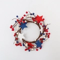 Couronne de baies rouge blanc bleu pour la fête de l'Indépendance avec étoiles - Anneau de Bougie Étoile Et Baies Rouge Blanc Bleu