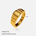 Vintage style gold stainless steel textured ring with 17mm inner diameter and 8.5g weight - Segmented Tough Style (YHTSR-2501161)