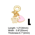 Détail montrant les dimensions des charmes dorés 18k avec cœur rose et patte de chat - Pendentif patte os coeur rose