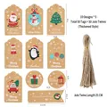 50pcs Christmas Kraft paper gift tags set with 10 classic designs and jute twines - Style B (50 Tags + 50 Hemp Ropes)