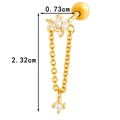Golden crown titanium steel stud earring with crystal chains and size dimensions - Crown Chain Style (0189-8# Gold)