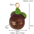 Detailed mangosteen fruit pendant charm with 2mm hanging hole and size dimensions - Mangosteen