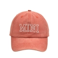 Washed coral orange cotton baseball cap with white MINI embroidery for kids - Kids Style(MINI) / Orange