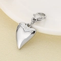 Polished silver heart pendant with lobster clasp displayed on elegant silk fabric - Mirror Polished Heart Style (KLJ6883-Z)
