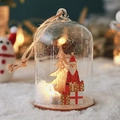 Boule de Noël lumineuse en verre avec sapin en bois et figurine Père Noël sur neige - Père Noël Cylindre Vue de Face