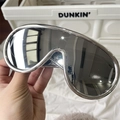 Detailed view of futuristic oversized sunglasses with a shiny silver metal frame - Swimming Goggles Style Mercury Lens