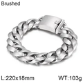 Bracciale da uomo in acciaio inossidabile spazzolato, catena a serpente da 18mm - Argento Spazzolato KB43118-D