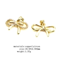 Golden bow pendant with micro-pave zircons, crafted from copper for jewelry making - Bow (8)