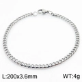 Bracciale a catena cubana in acciaio inossidabile argento, misura 200x3,6 mm - 3.6mm Acciaio