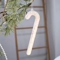 Sparkling candy cane Christmas ornament with champagne sequins and frosted finish - 5*14CM Candy Cane / Shimmer White