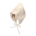 Creamy white plush faux lamb wool aviator hat with earflaps and chin ties for winter - M (56-58cm) / Beige