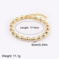 Bracciale a sfere placcato oro 18k con perle da 6mm e chiusura a moschettone regolabile - 6mm