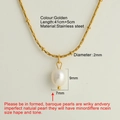 Collier doré multicouche en acier inoxydable avec un pendentif en perle baroque blanche - Chaîne Boîte Dorée - NK2503G